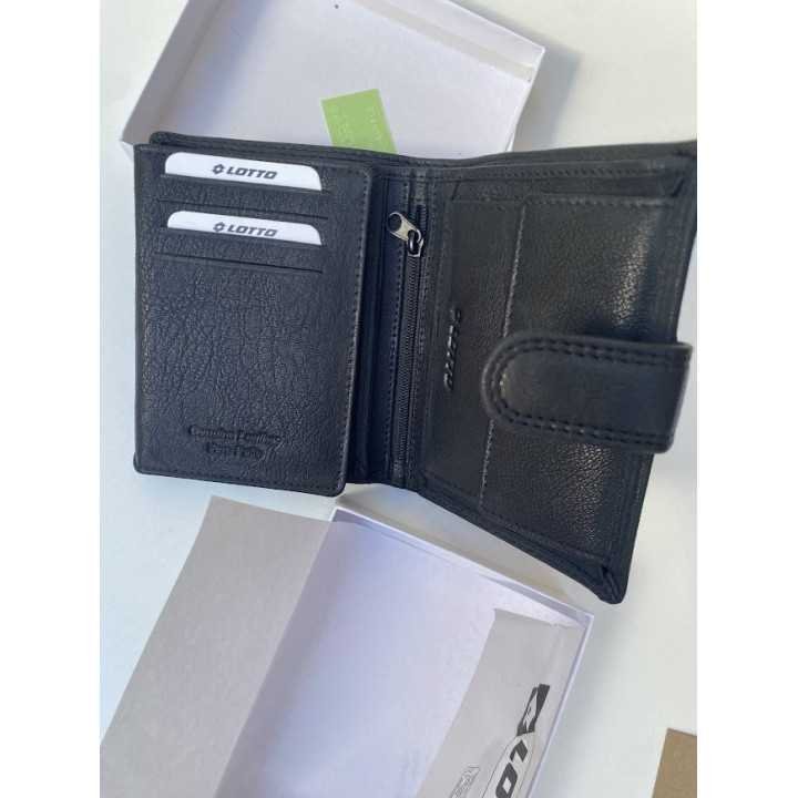 Portefeuille Homme Lotto Cuir Véritable avec Monnayeur & Porte-Cartes - Boîte Cadeau