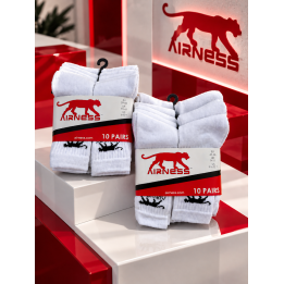 Airness Men's White Athletic Sport Socks (Pack of 10 Pairs) - Breathable & Stretchy