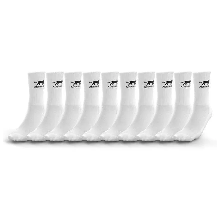Airness Men's White Athletic Sport Socks (Pack of 10 Pairs) - Breathable & Stretchy