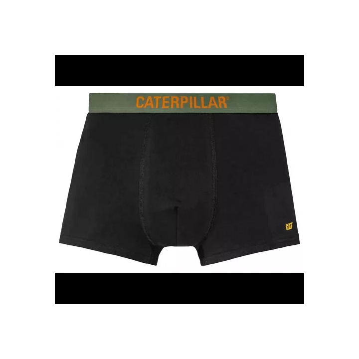Caterpillar Lot 2 Boxers Noir Homme Bande Kaki écriture orange