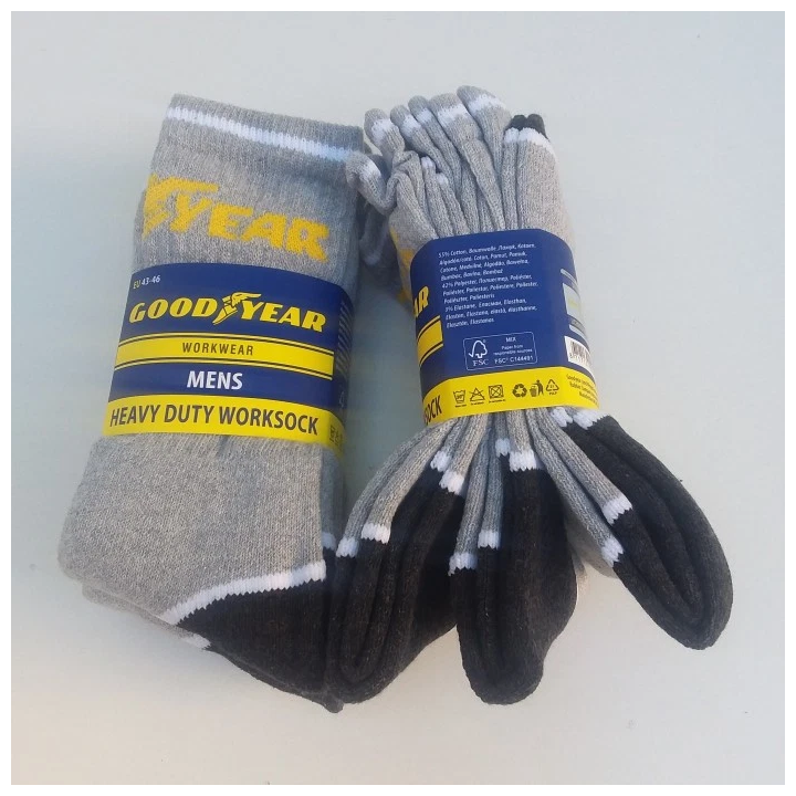 Lot de 6 paires De Chaussettes Chaude de Travail Good Year Liseré Blanc Paquets